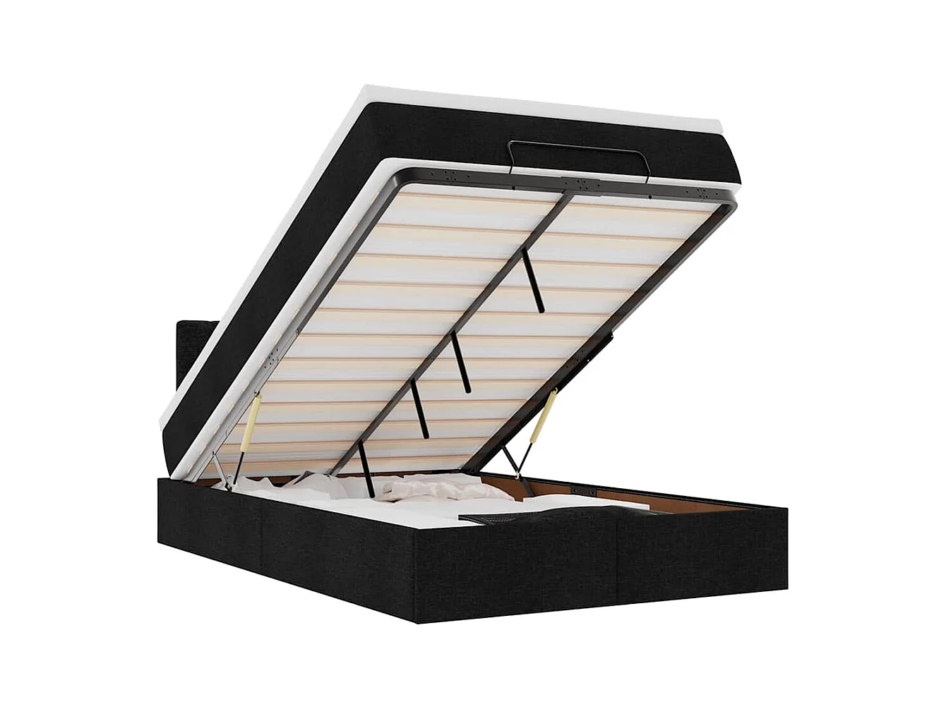 Lit ottoman avec matelas et LED noir 120x190 cm tissu