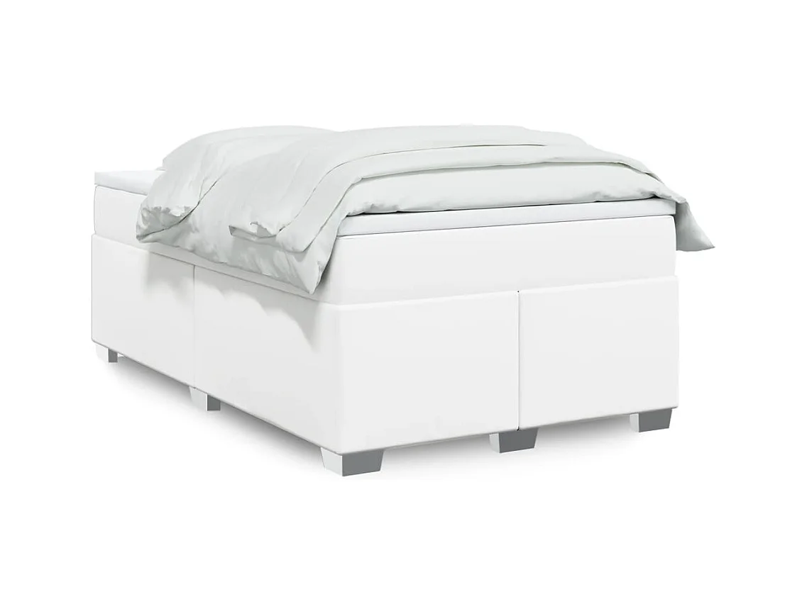 Cama com molas/colchão 120x200 cm couro artificial branco
