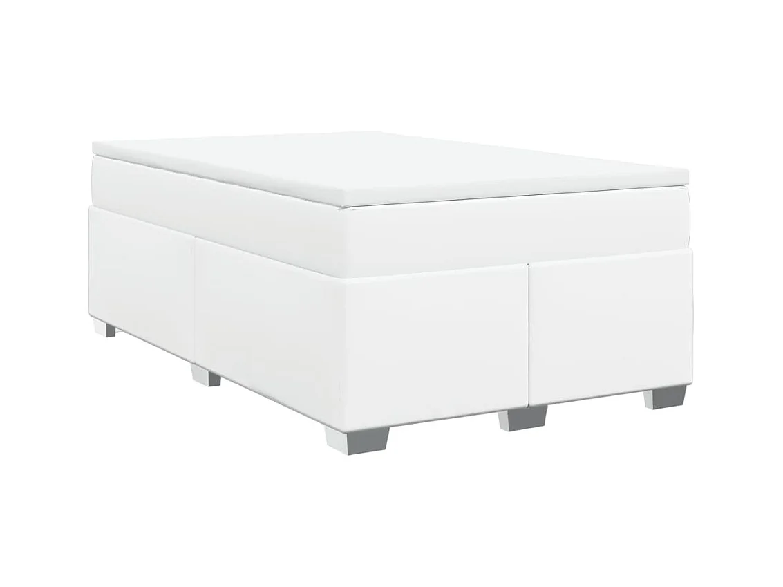 Cama com molas/colchão 120x200 cm couro artificial branco
