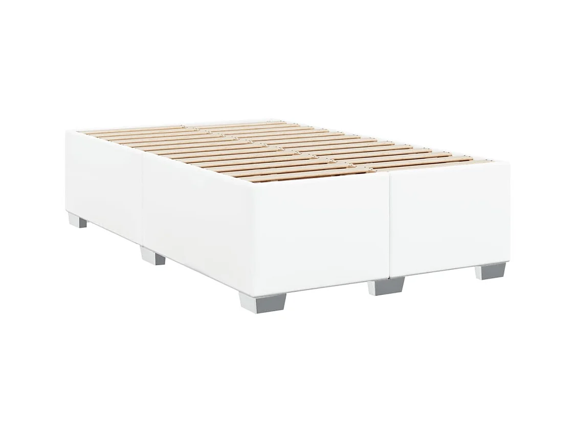 Cama com molas/colchão 120x200 cm couro artificial branco