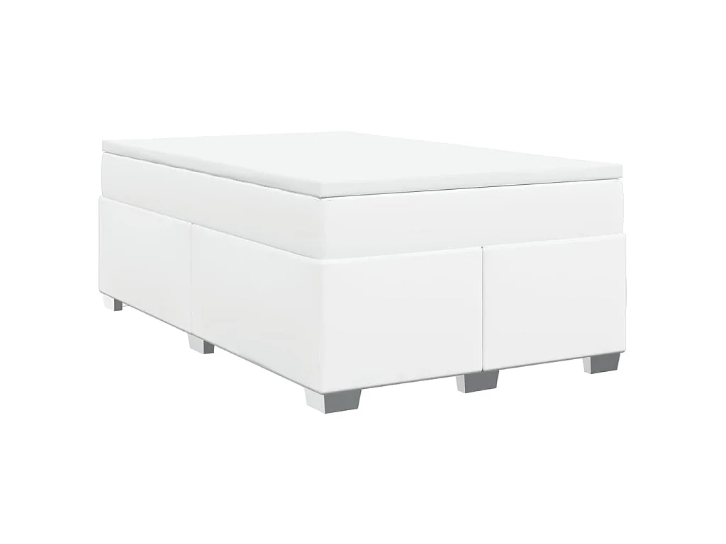 Boxspringbett mit Matratze Weiß 120x200 cm Kunstleder