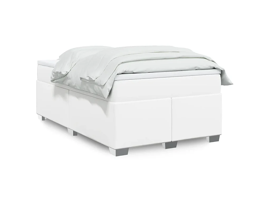 Boxspringbett mit Matratze Weiß 120x200 cm Kunstleder