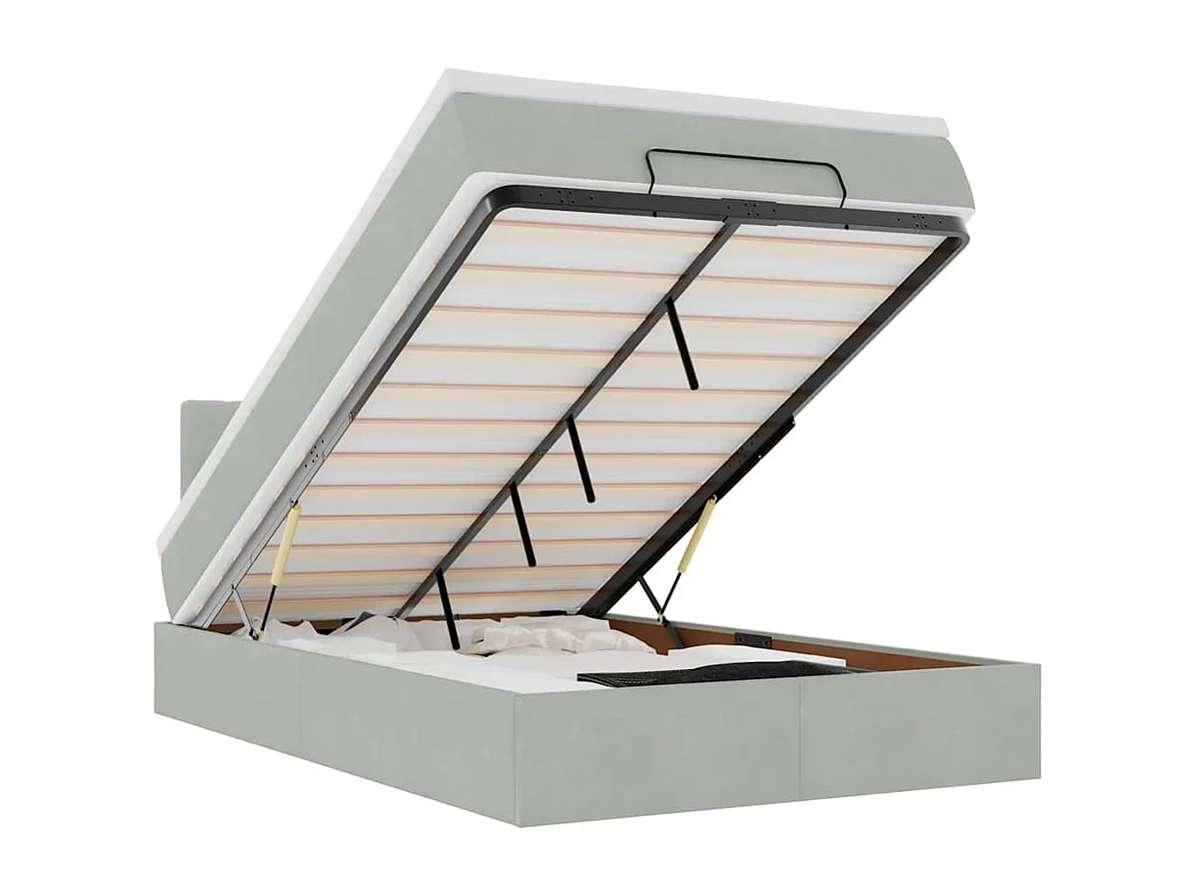 Bed poef met matras en LED's 120x190 cm fluweel lichtgrijs