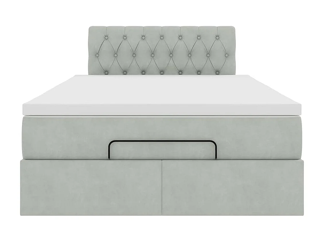 Bed poef met matras en LED's 120x190 cm fluweel lichtgrijs