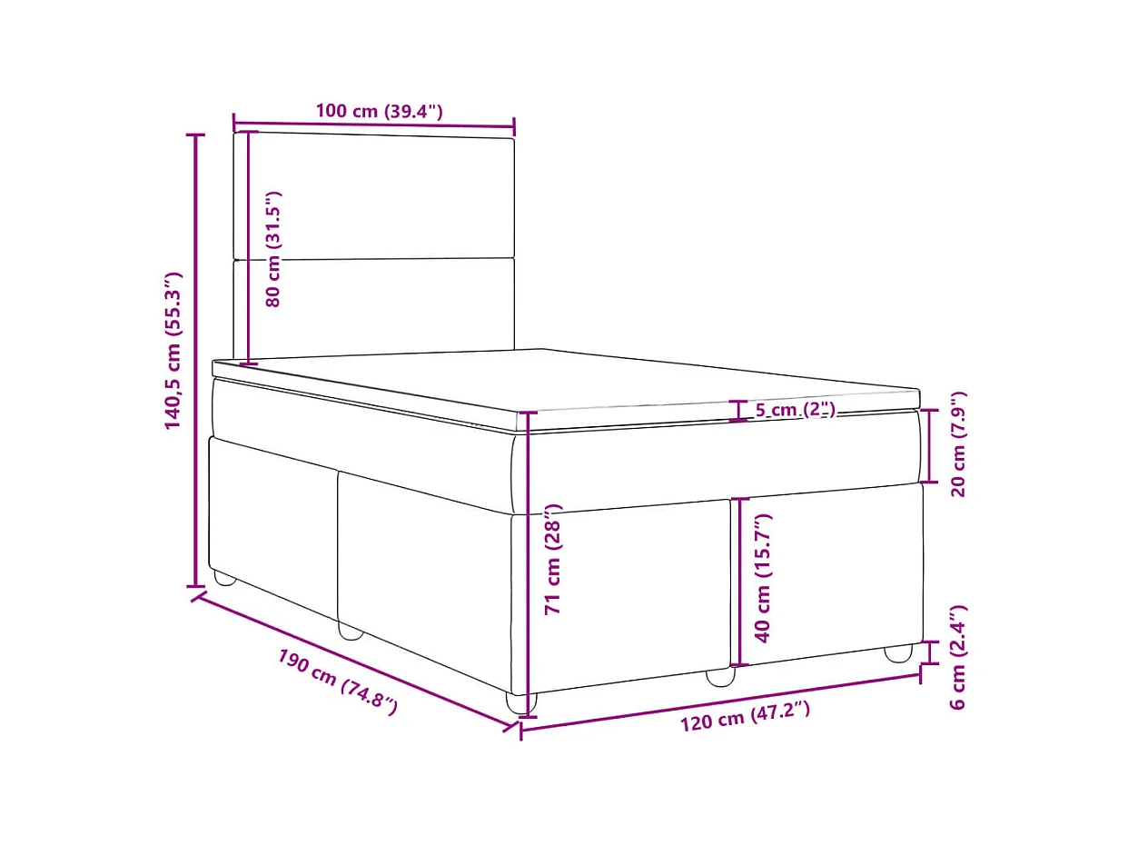 Boxspringbett mit Matratze Hellgrau 120x190 cm Stoff