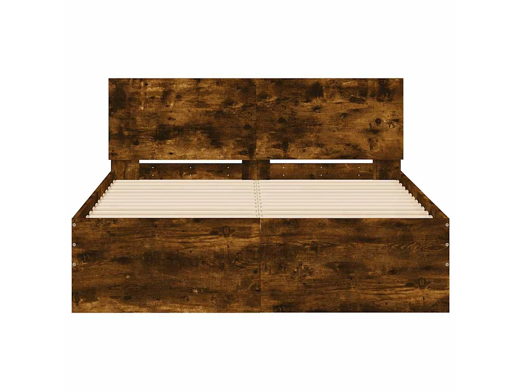 Bedframe met hoofdeinde en LED gerookt eikenkleurig 120x190 cm