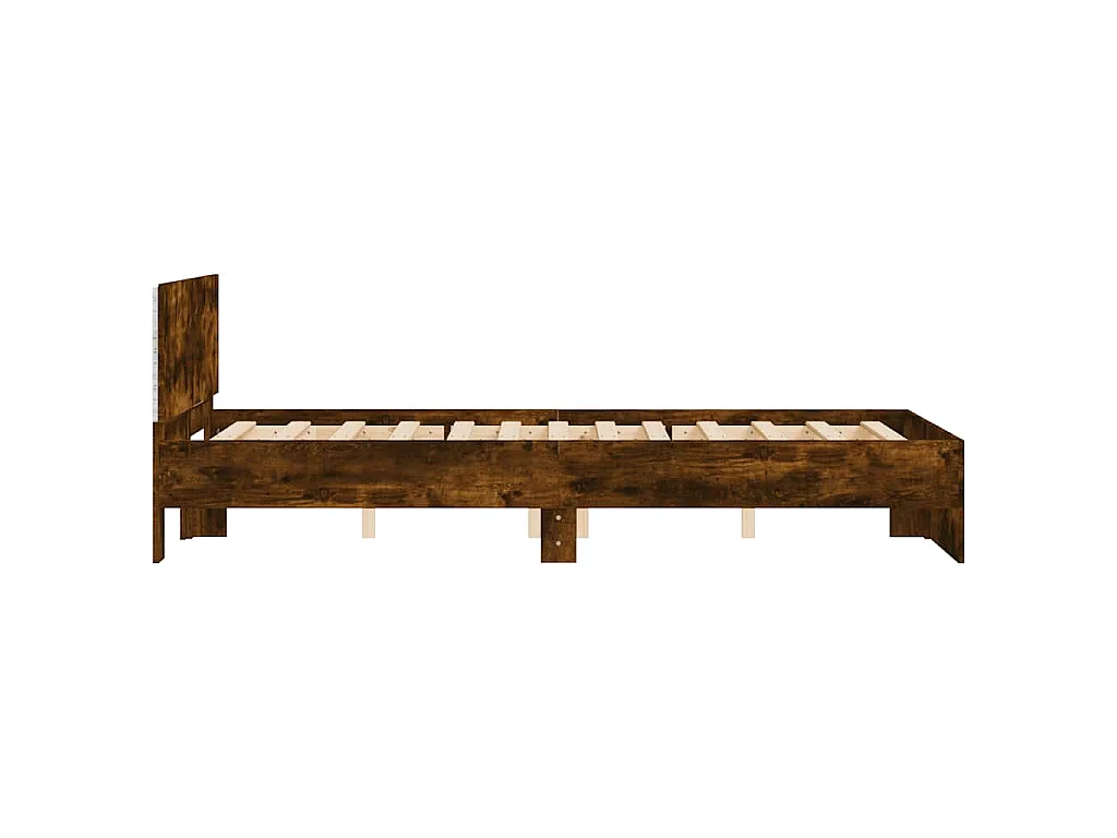 Bedframe met hoofdeinde en LED gerookt eikenkleurig 120x190 cm