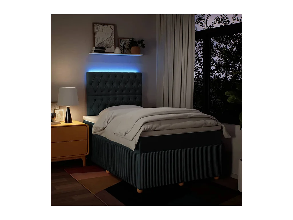 Sommier à lattes de lit avec matelas bleu 120x190 cm tissu