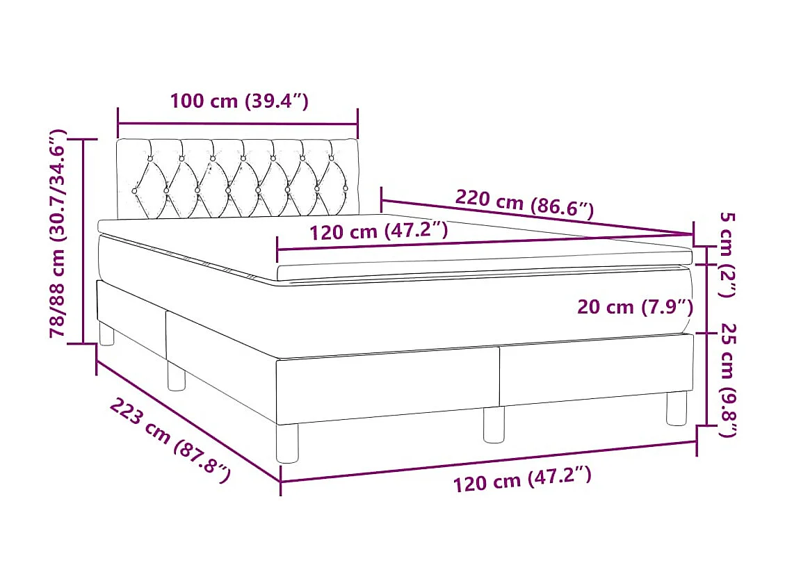 Boxspringbett mit Matratze Rosa 120x220 cm Samt
