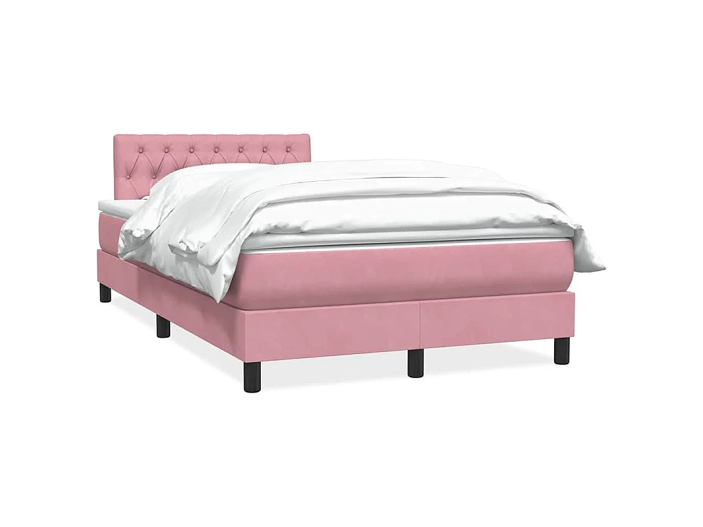 Boxspring met matras fluweel roze 120x220 cm