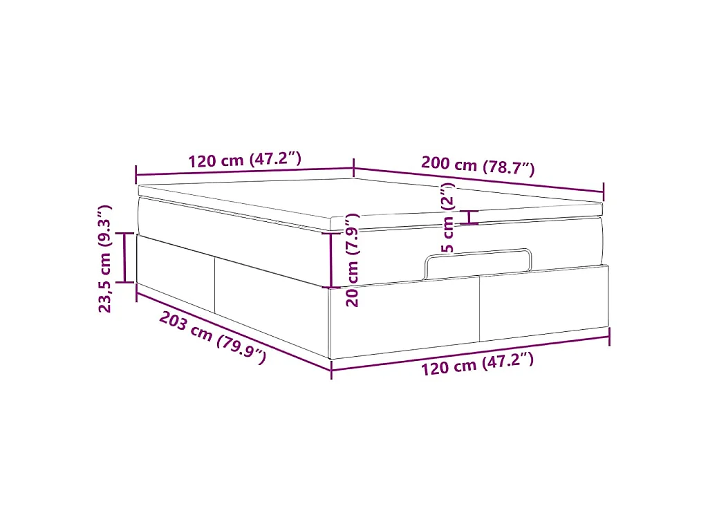 Ottoman-Bett mit Matratze Dunkelbraun 120x200 cm Stoff