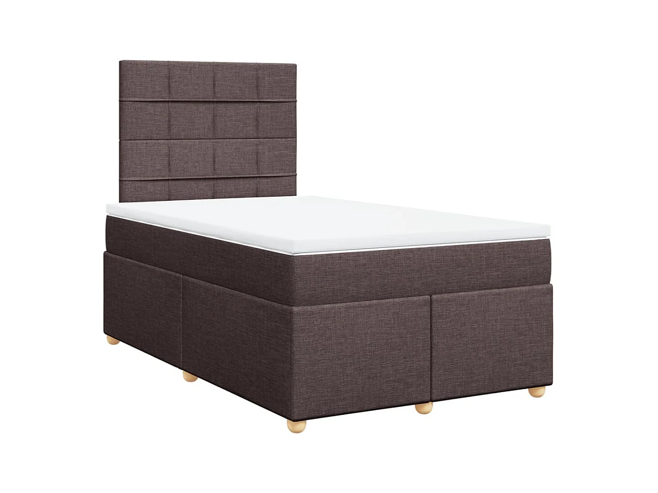 Cama box spring con colchón tela marrón oscuro 120x200 cm