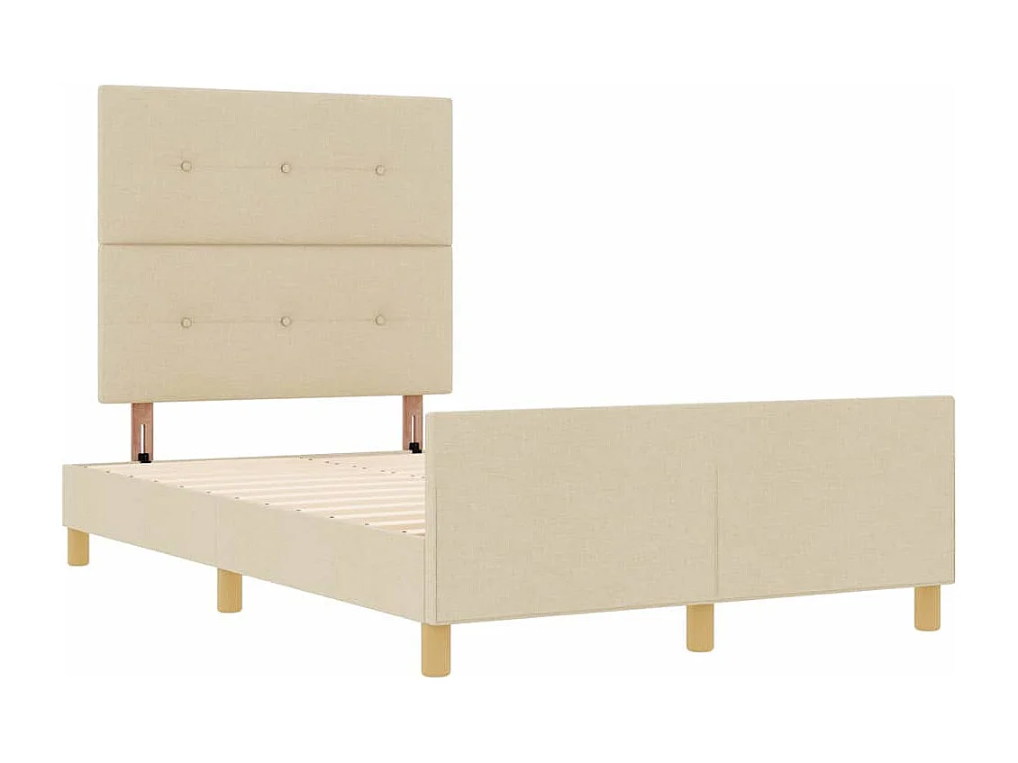Cadre de lit avec tête de lit Crème 120 x 190 cm tissu