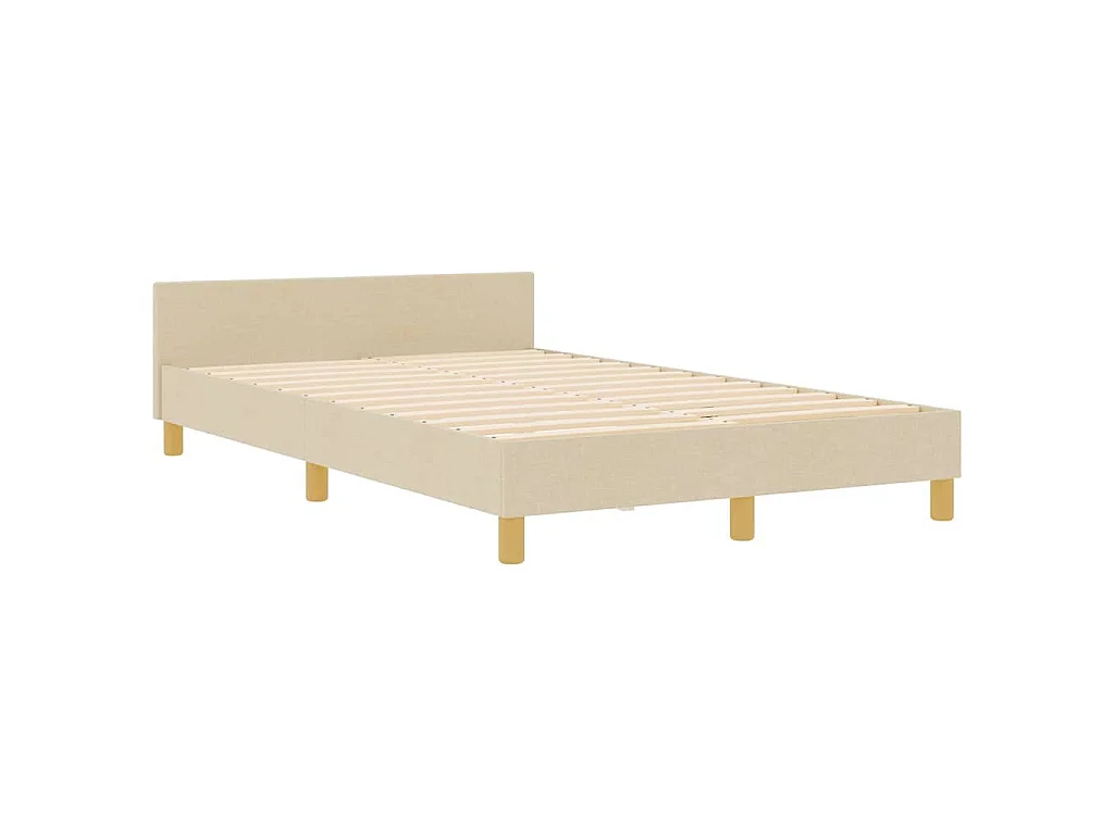 Bettgestell mit Kopfteil Creme 120 x 190 cm Stoff