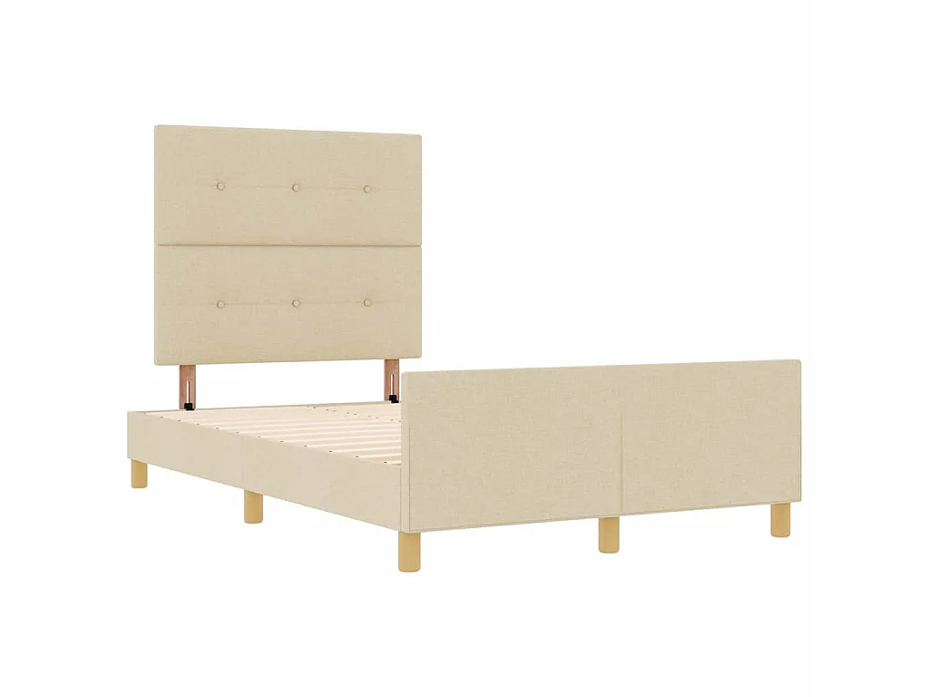 Bettgestell mit Kopfteil Creme 120 x 190 cm Stoff