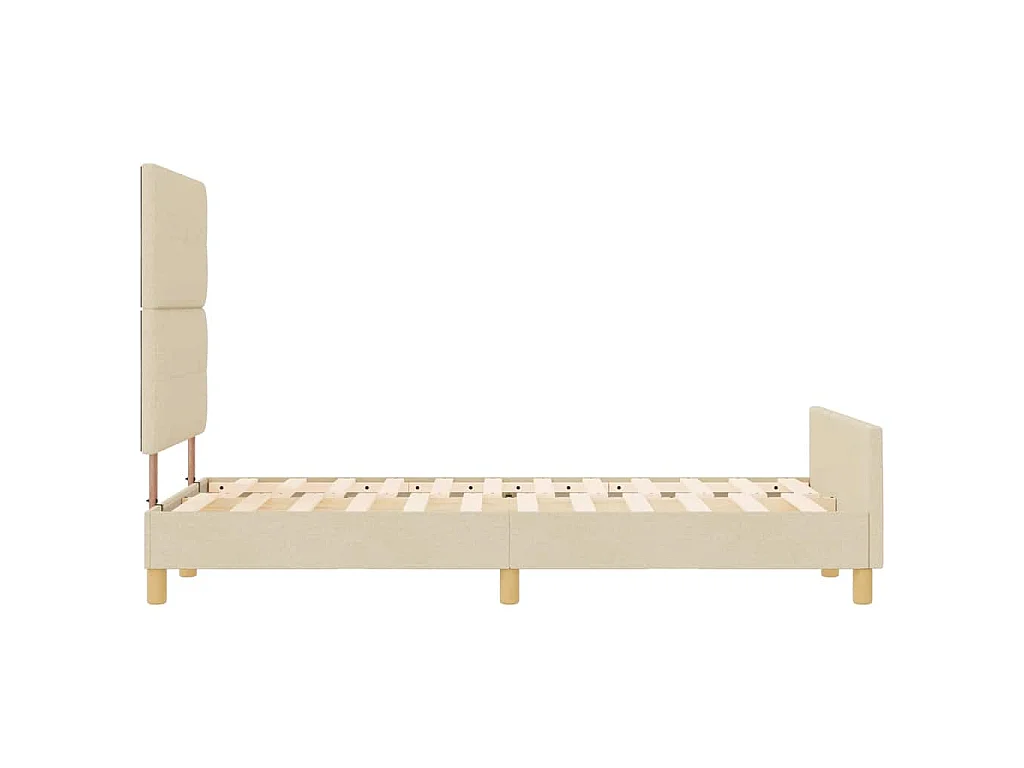 Bettgestell mit Kopfteil Creme 120 x 190 cm Stoff