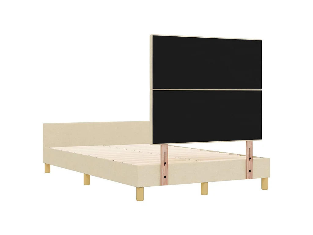 Bettgestell mit Kopfteil Creme 120 x 190 cm Stoff