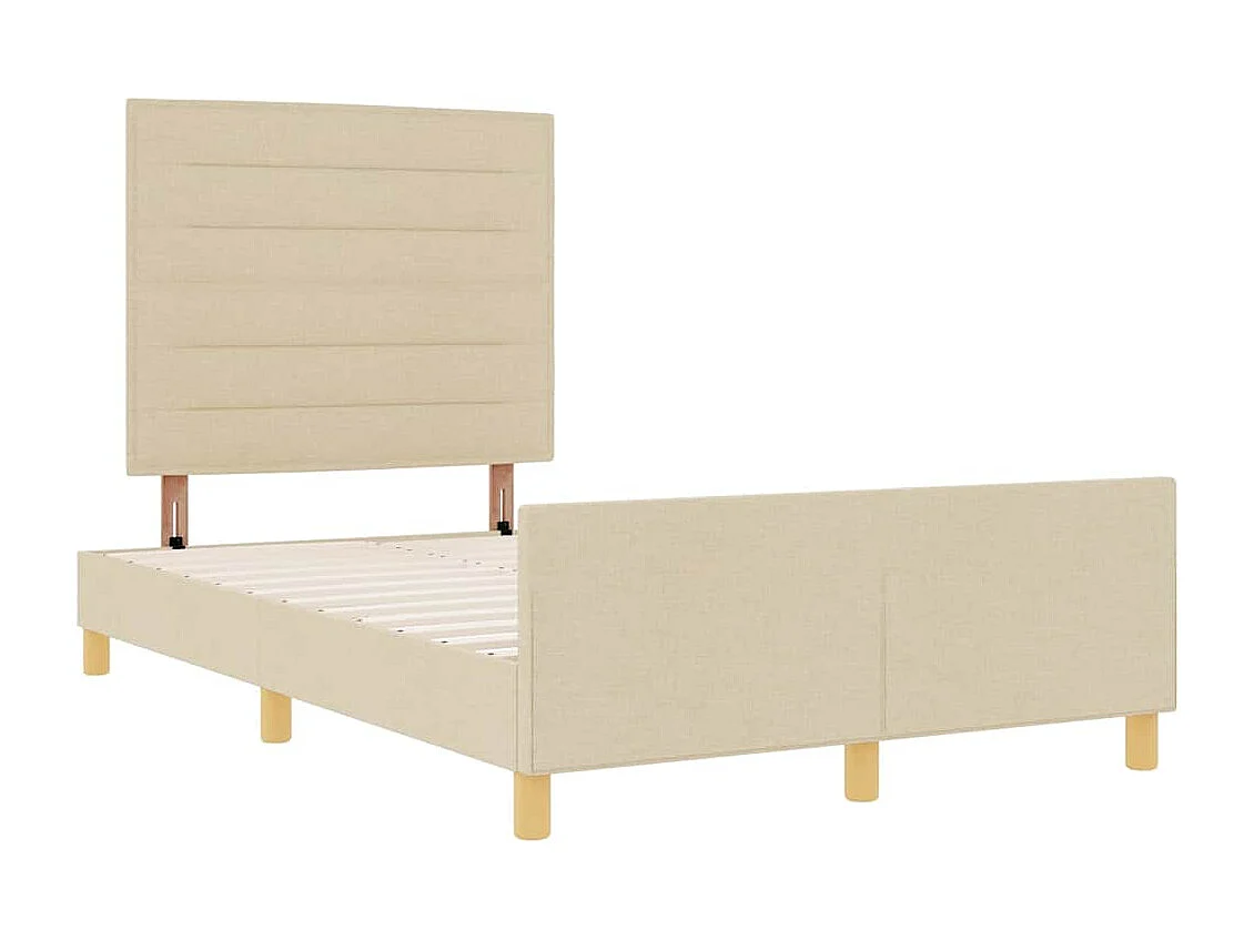 Bettgestell mit Kopfteil Creme 120 x 190 cm Stoff