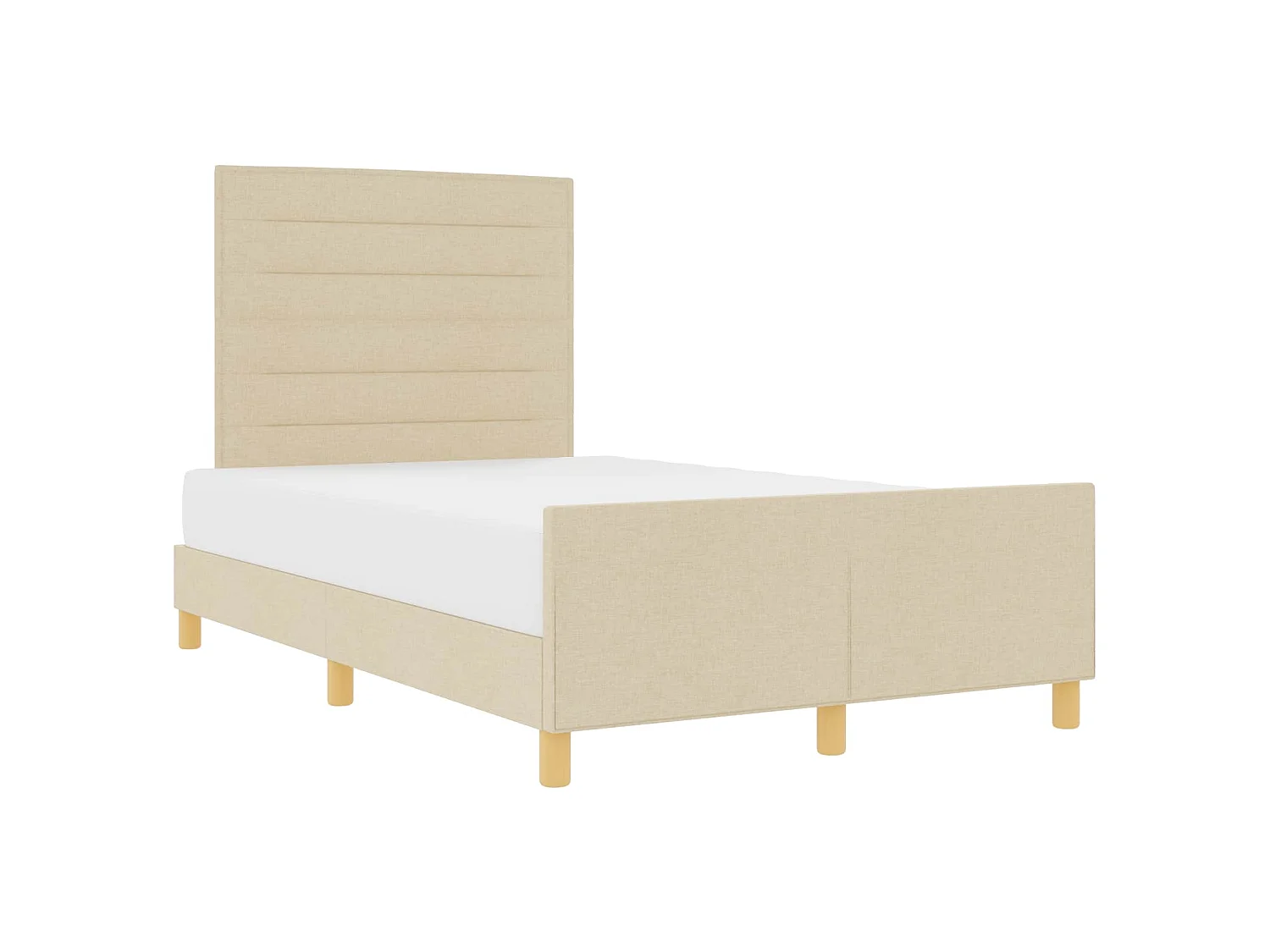 Bettgestell mit Kopfteil Creme 120 x 190 cm Stoff