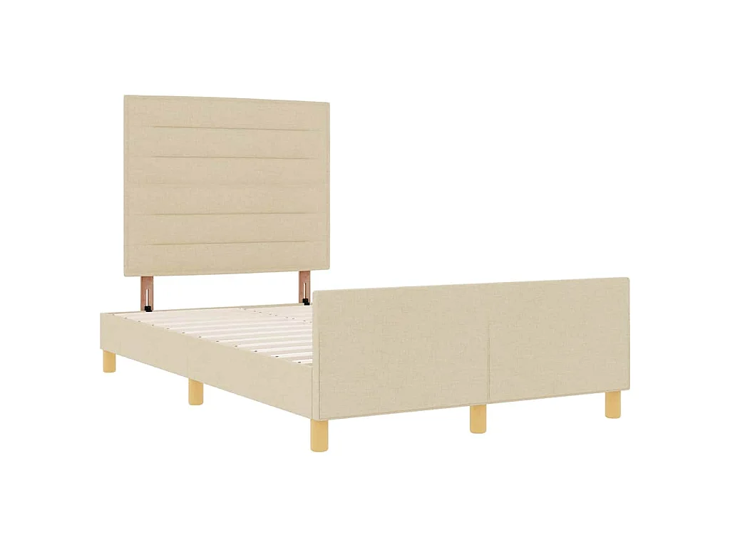 Bettgestell mit Kopfteil Creme 120 x 190 cm Stoff