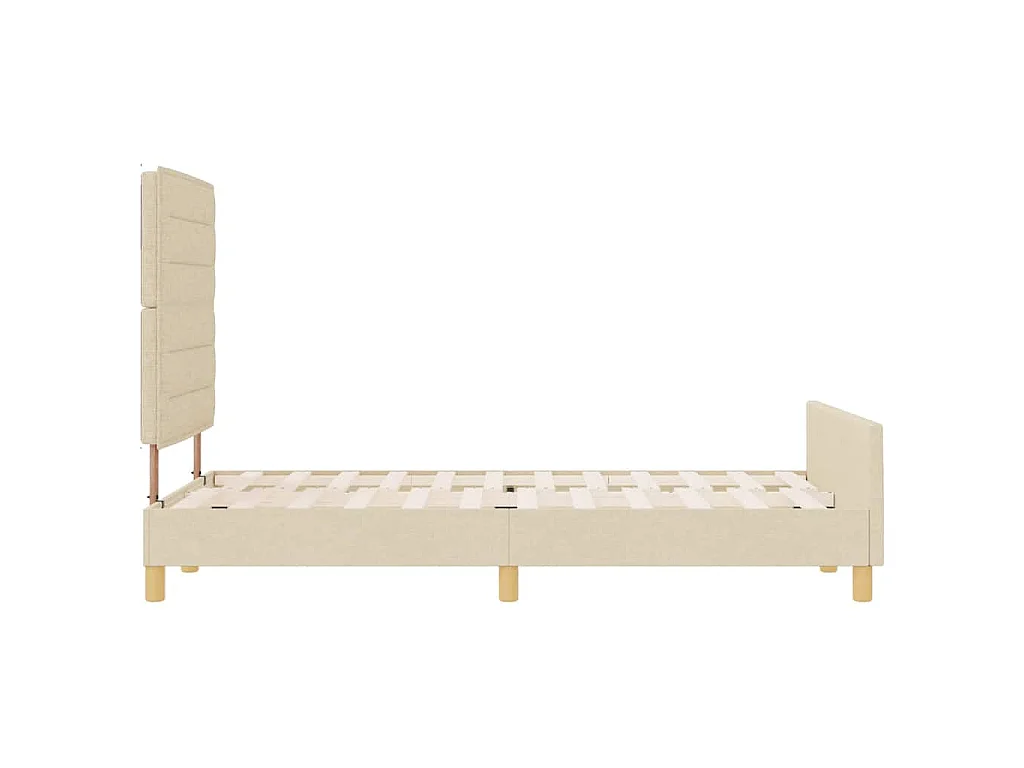 Bettgestell mit Kopfteil Creme 120 x 190 cm Stoff