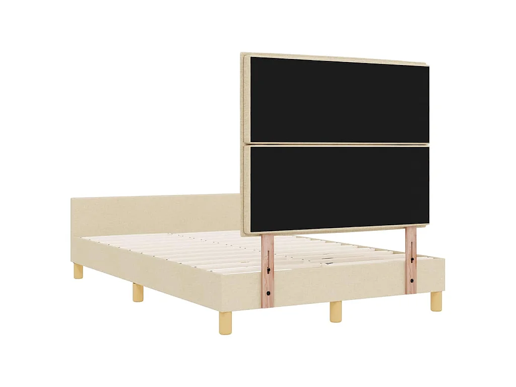 Bettgestell mit Kopfteil Creme 120 x 190 cm Stoff
