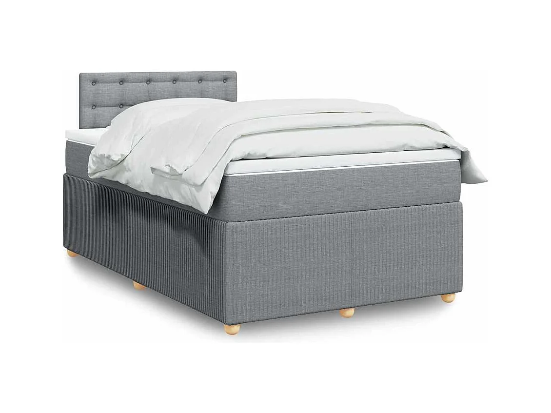 Sommier à lattes de lit et matelas gris clair 120x190 cm tissu