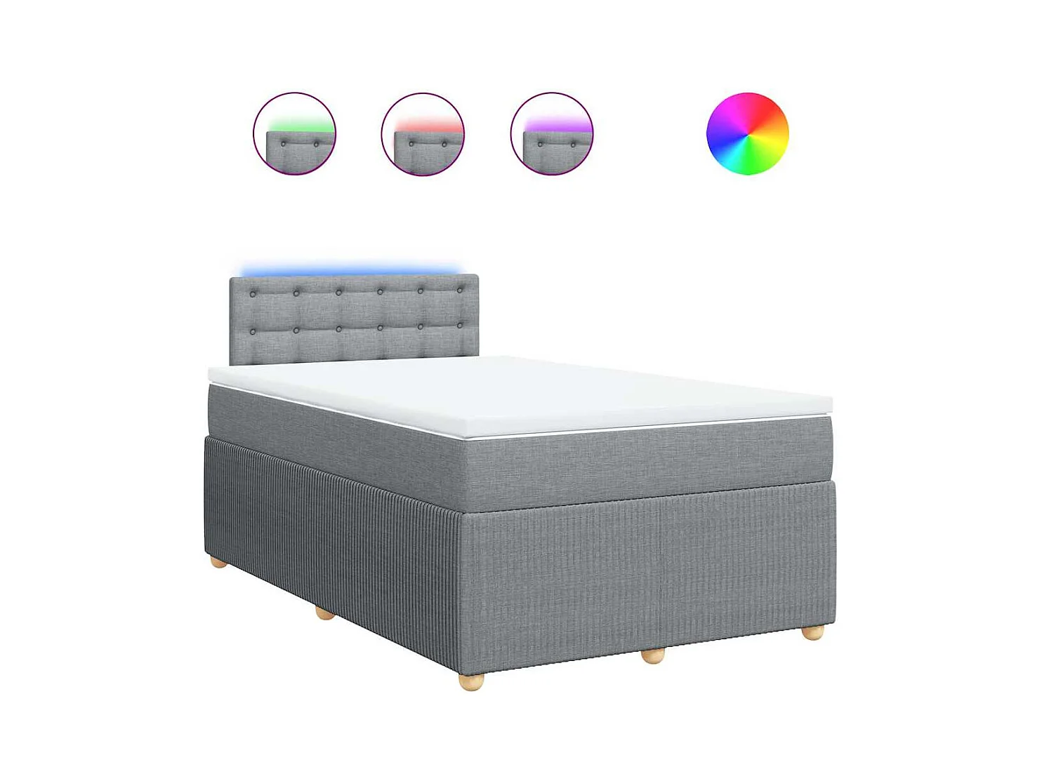 Sommier à lattes de lit et matelas gris clair 120x190 cm tissu