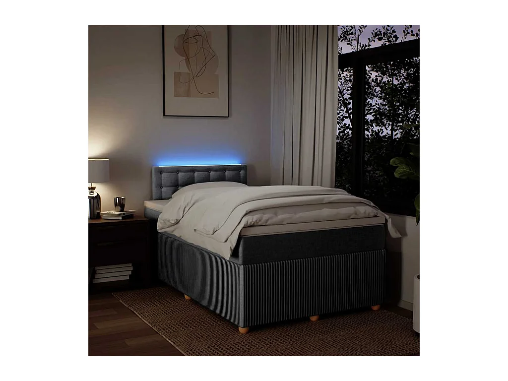 Sommier à lattes de lit et matelas gris clair 120x190 cm tissu