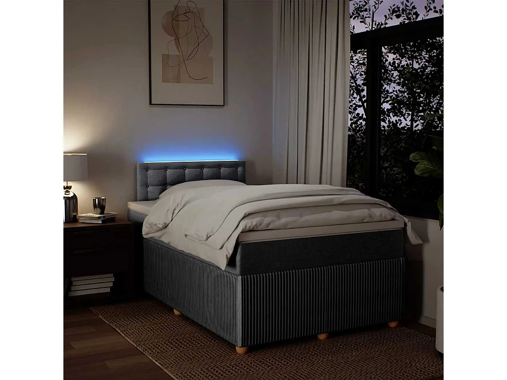 Sommier à lattes de lit et matelas gris clair 120x190 cm tissu