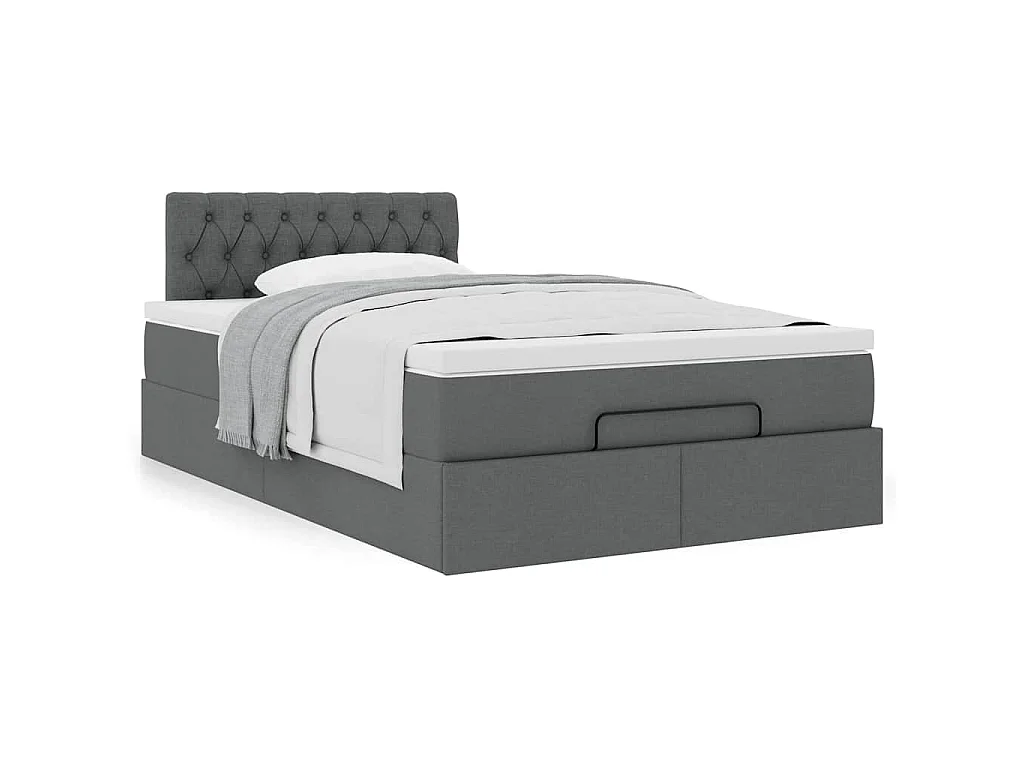 Ottoman-Bett mit Matratze Dunkelgrau 120x190 cm Stoff