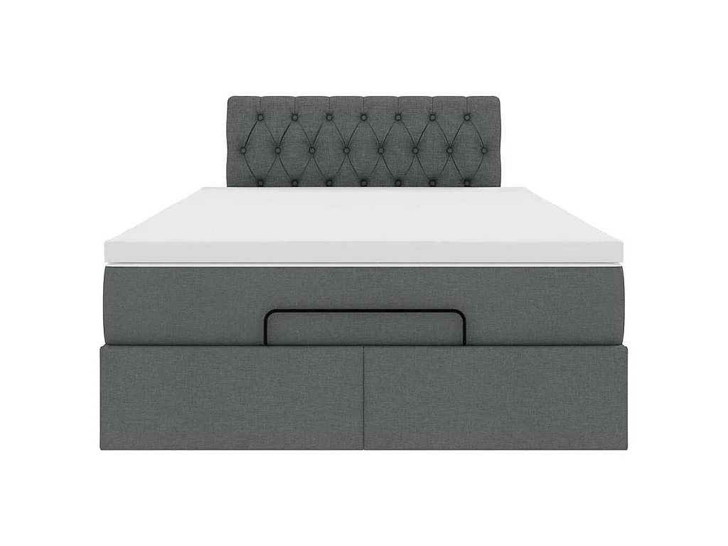 Ottoman-Bett mit Matratze Dunkelgrau 120x190 cm Stoff
