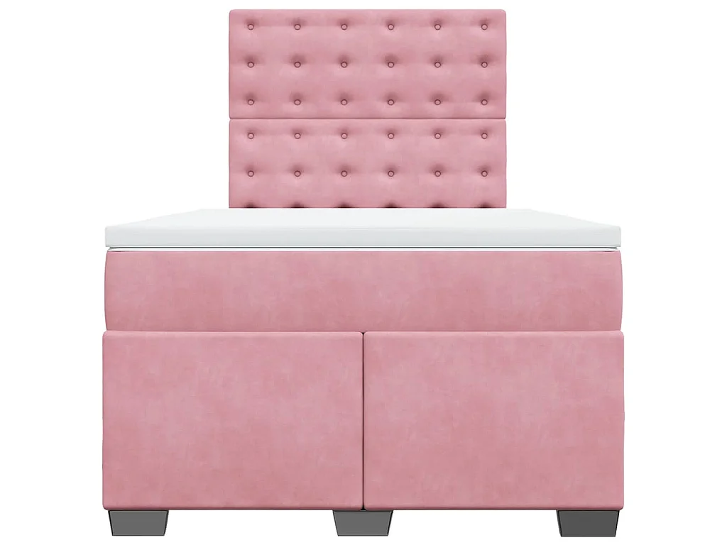Boxspring met matras fluweel roze 120x190 cm