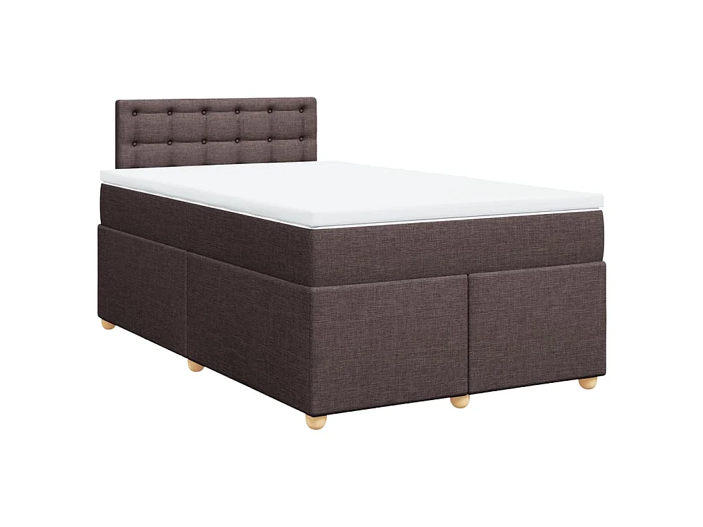 Cama box spring con colchón tela marrón oscuro 120x200 cm