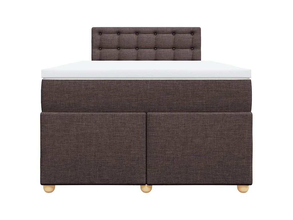 Cama box spring con colchón tela marrón oscuro 120x200 cm