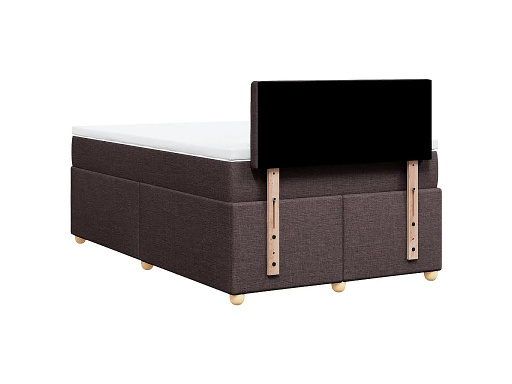 Cama box spring con colchón tela marrón oscuro 120x200 cm