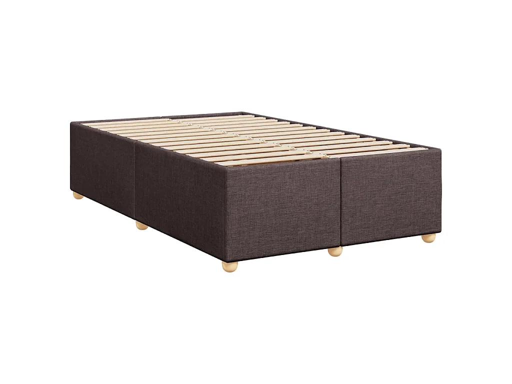 Cama box spring con colchón tela marrón oscuro 120x200 cm