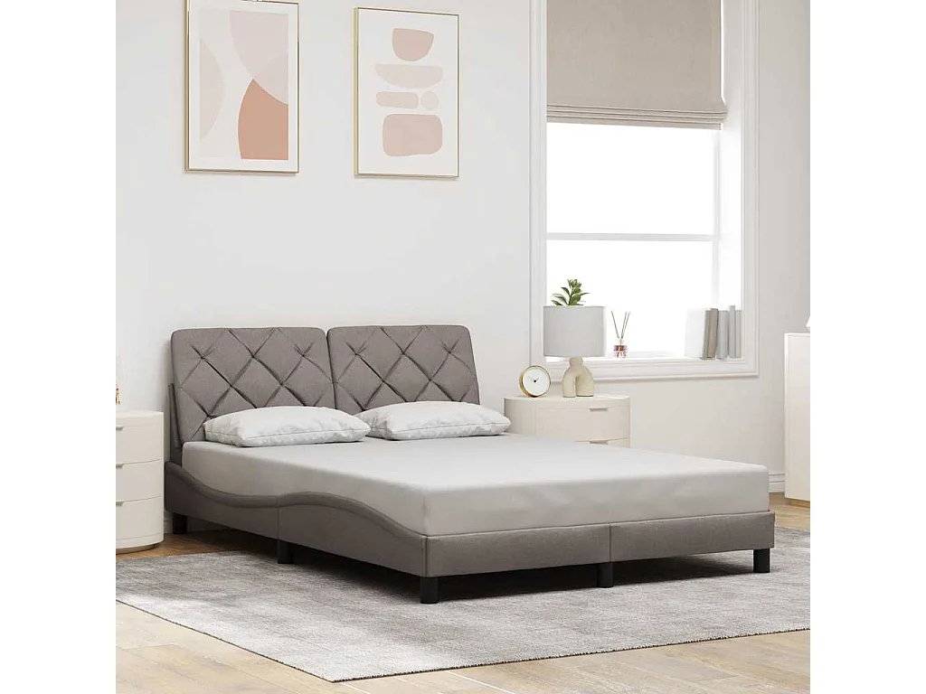Bedframe met LED zonder matras 120x200 cm stof taupe