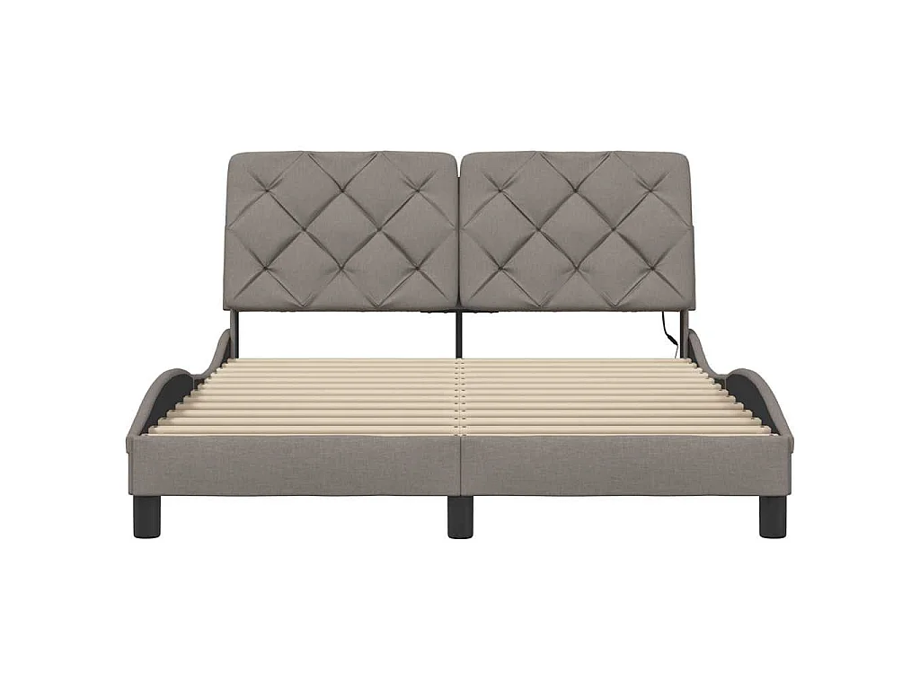 Bedframe met LED zonder matras 120x200 cm stof taupe