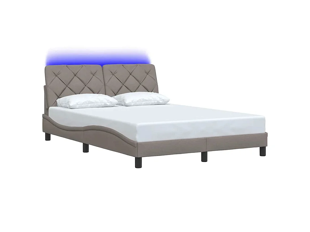 Cadre de lit avec LED sans matelas taupe 120x200 cm tissu