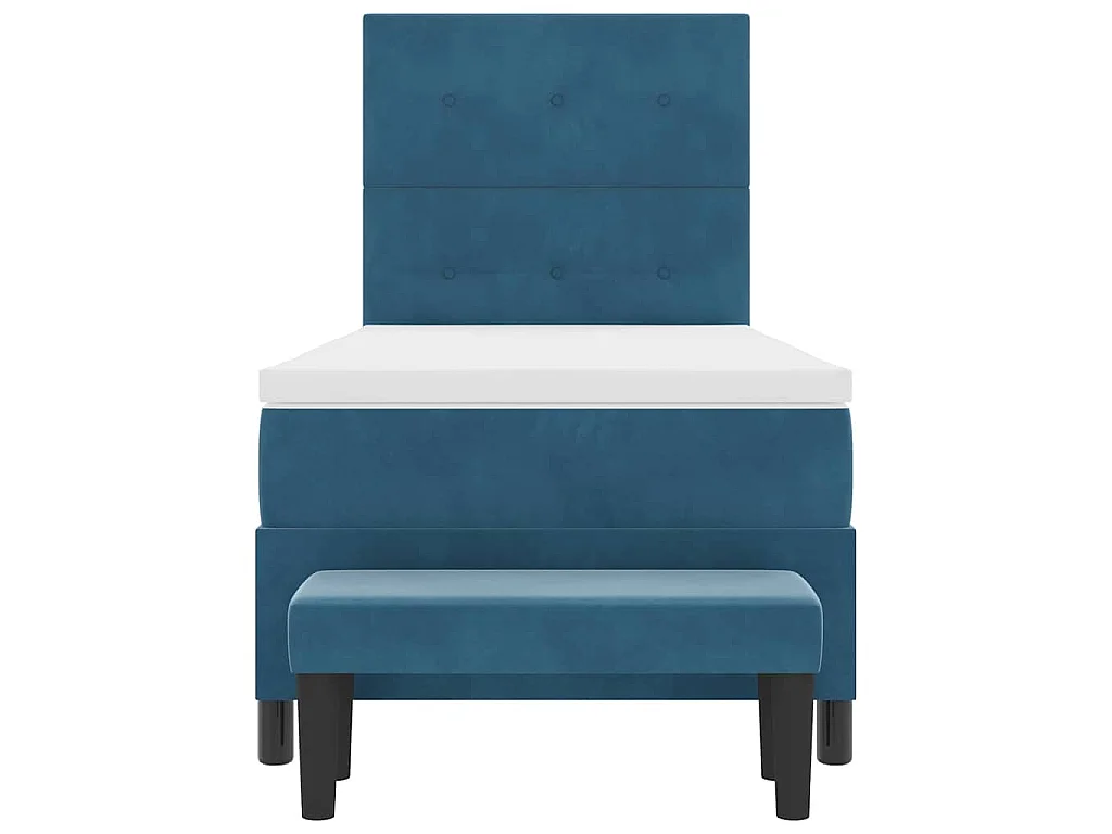 Letto a molle con cuscino Blu scuro 200 x 100 cm Velluto