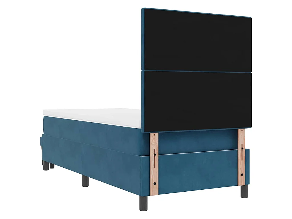 Letto a molle con cuscino Blu scuro 200 x 100 cm Velluto