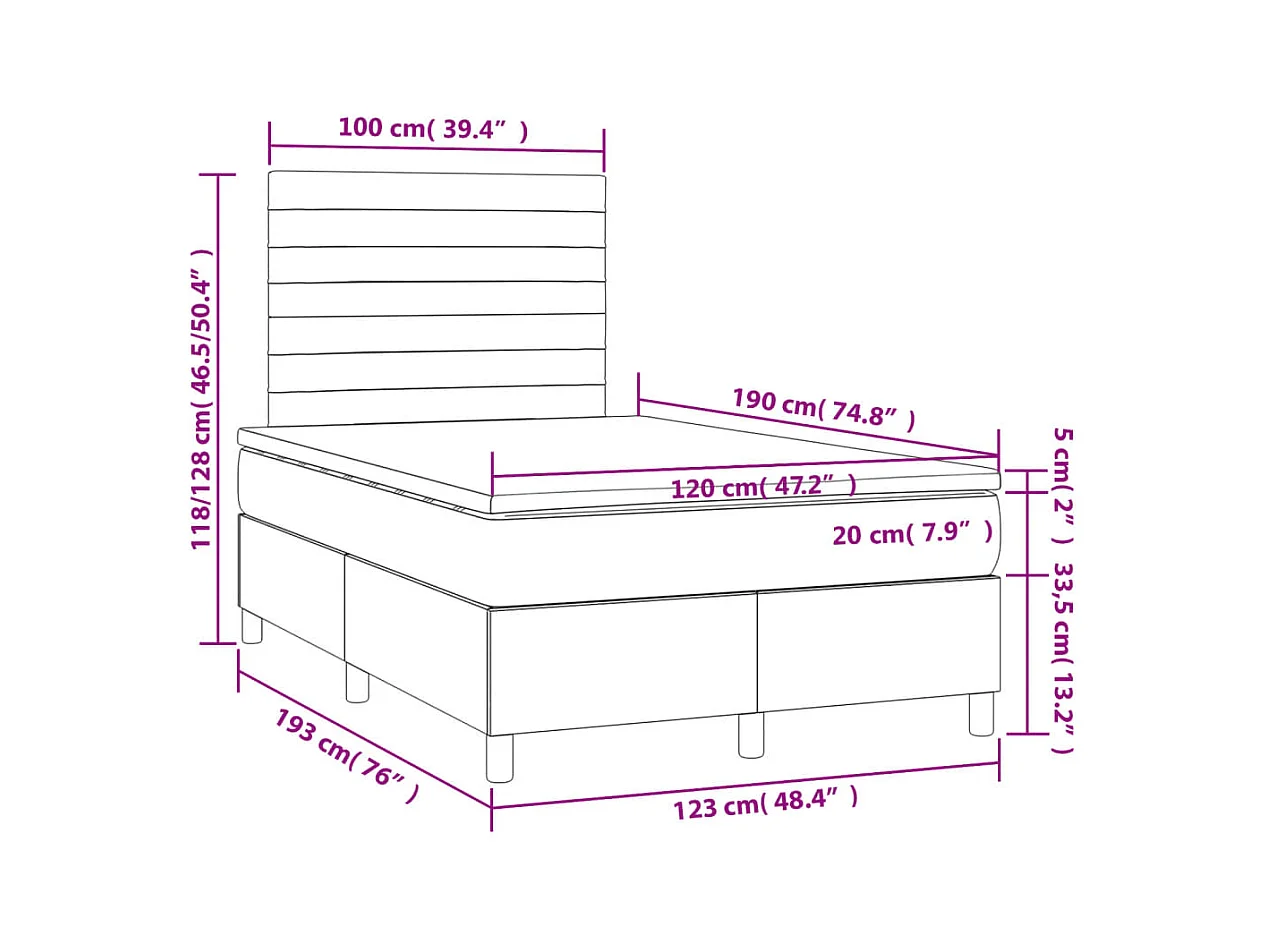 Sommier à lattes de lit avec matelas taupe 120x190 cm tissu