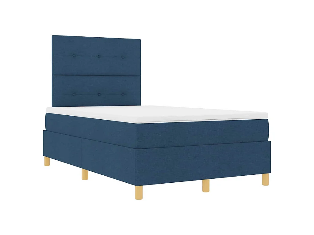 Letto a molle con testiera Blu 120 x 190 cm Tessuto