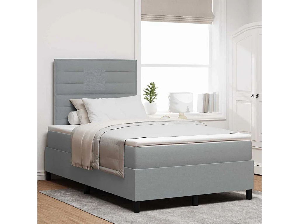Boxspringbed met matras Lichtgrijs 120 x 190 cm Stof
