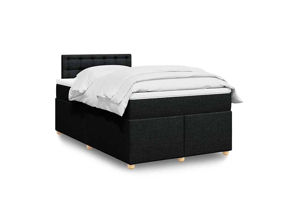 Sommier à lattes de lit avec matelas noir 120x190 cm tissu