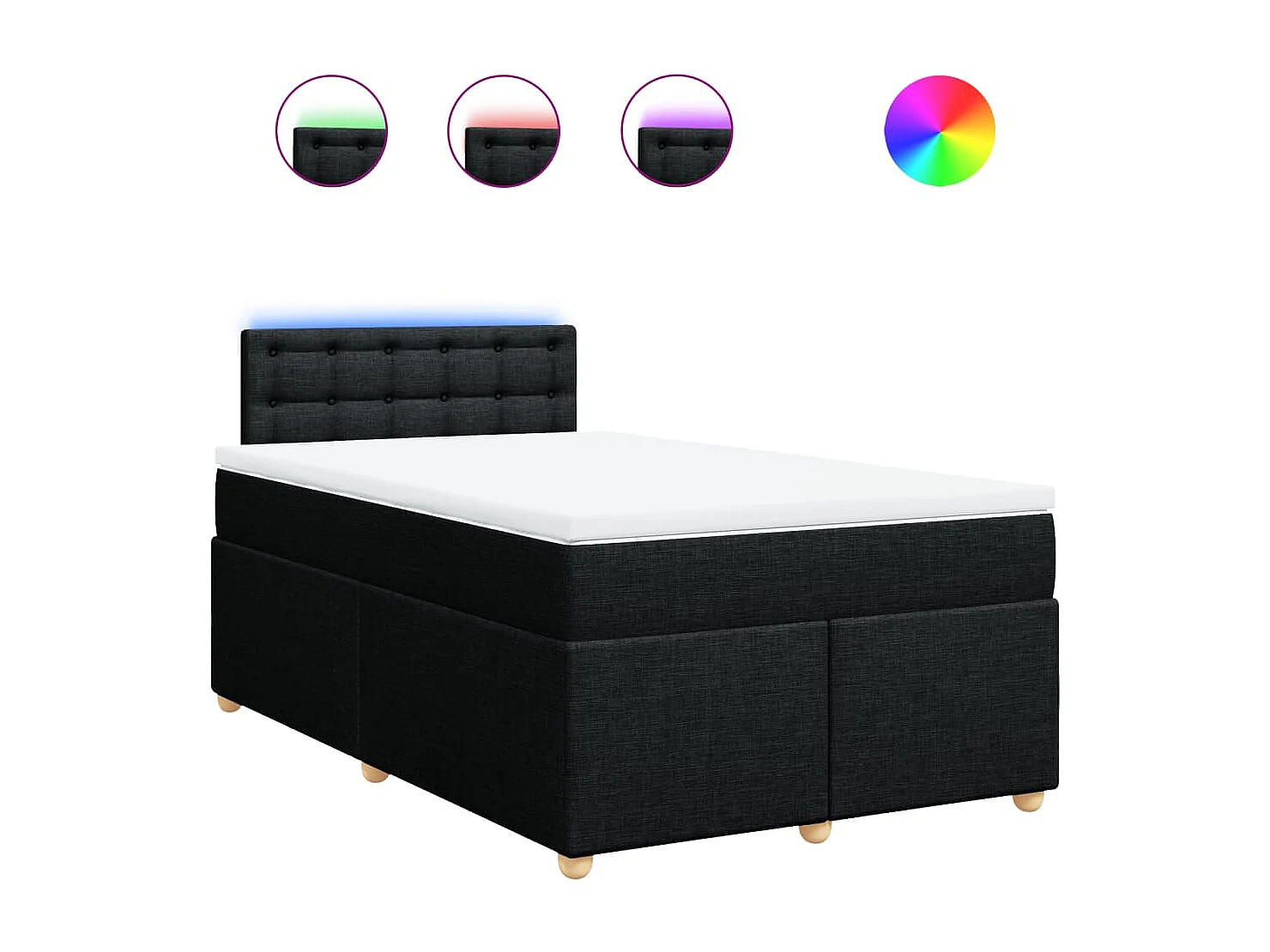 Cama box spring con colchón tela negro 120x190 cm