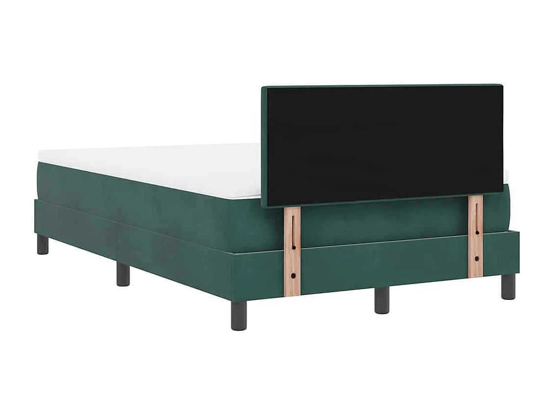 Lit à ressorts avec tête de lit Vert foncé 120 x 190 cm Velours