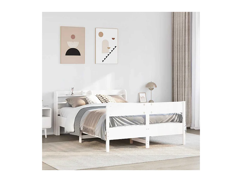Letto senza Materasso Bianco 120x190 cm Legno Massello di Pino