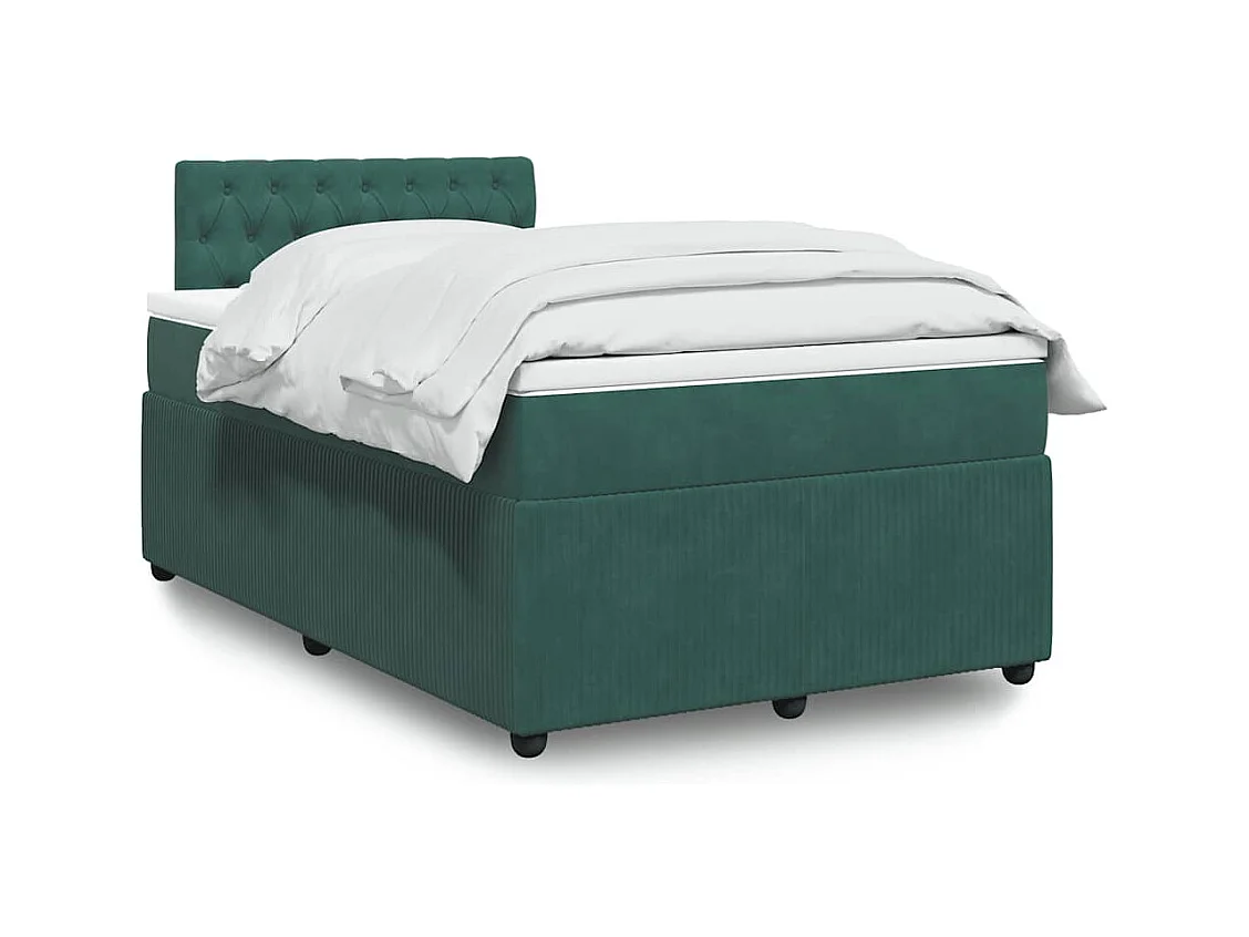 Boxspringbett mit Matratze Dunkelgrün 120x200 cm Samt